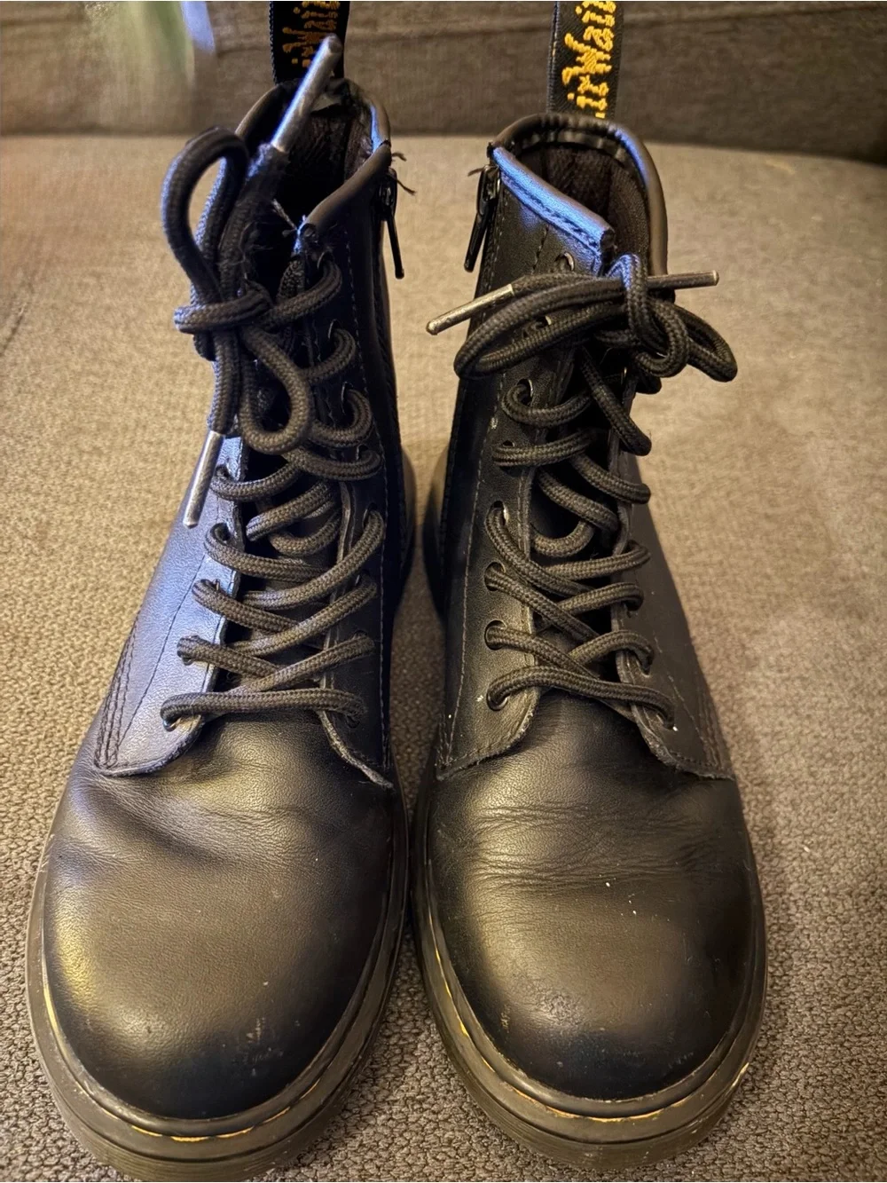 Youth Doc Marten Black Leather Lace-Up Boots